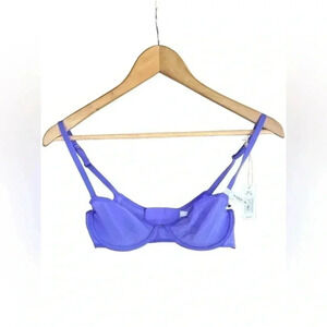 Smoothez by Aerie Women's Size 32C Bra Balconette Sheer Mesh Underwired Purple